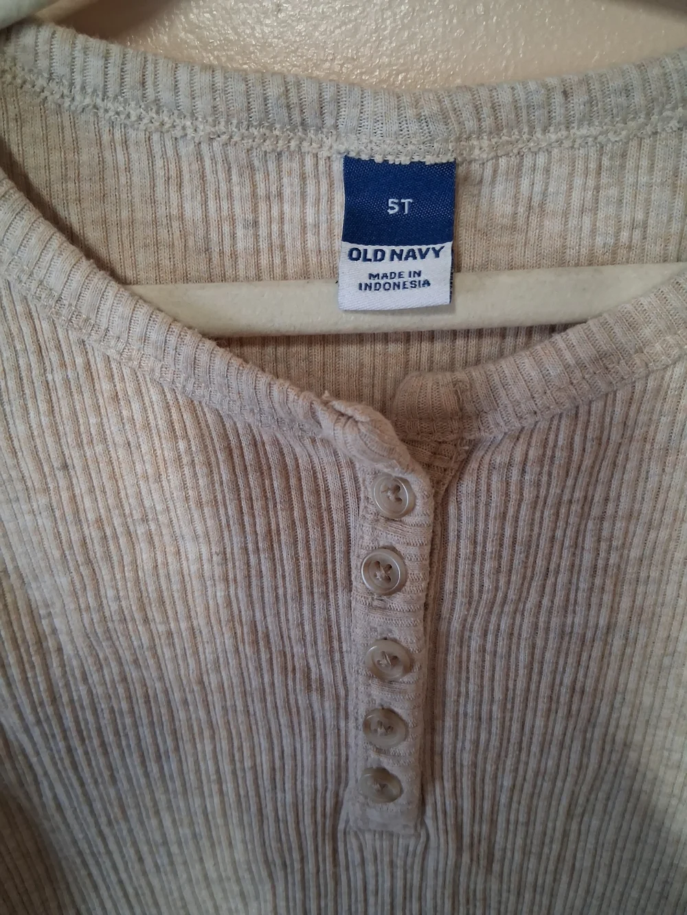 Old Navy Kids Long Sleeve Ribbed Tee - Light Beige